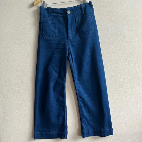 Anthropologie The Colette Denim Cropped Wide-Leg Jeans by Maeve Minimalist in 28 - Picture 2 of 14